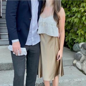 J Crew - Gwyneth Slip Skirt 
Camel/gold color , size XS